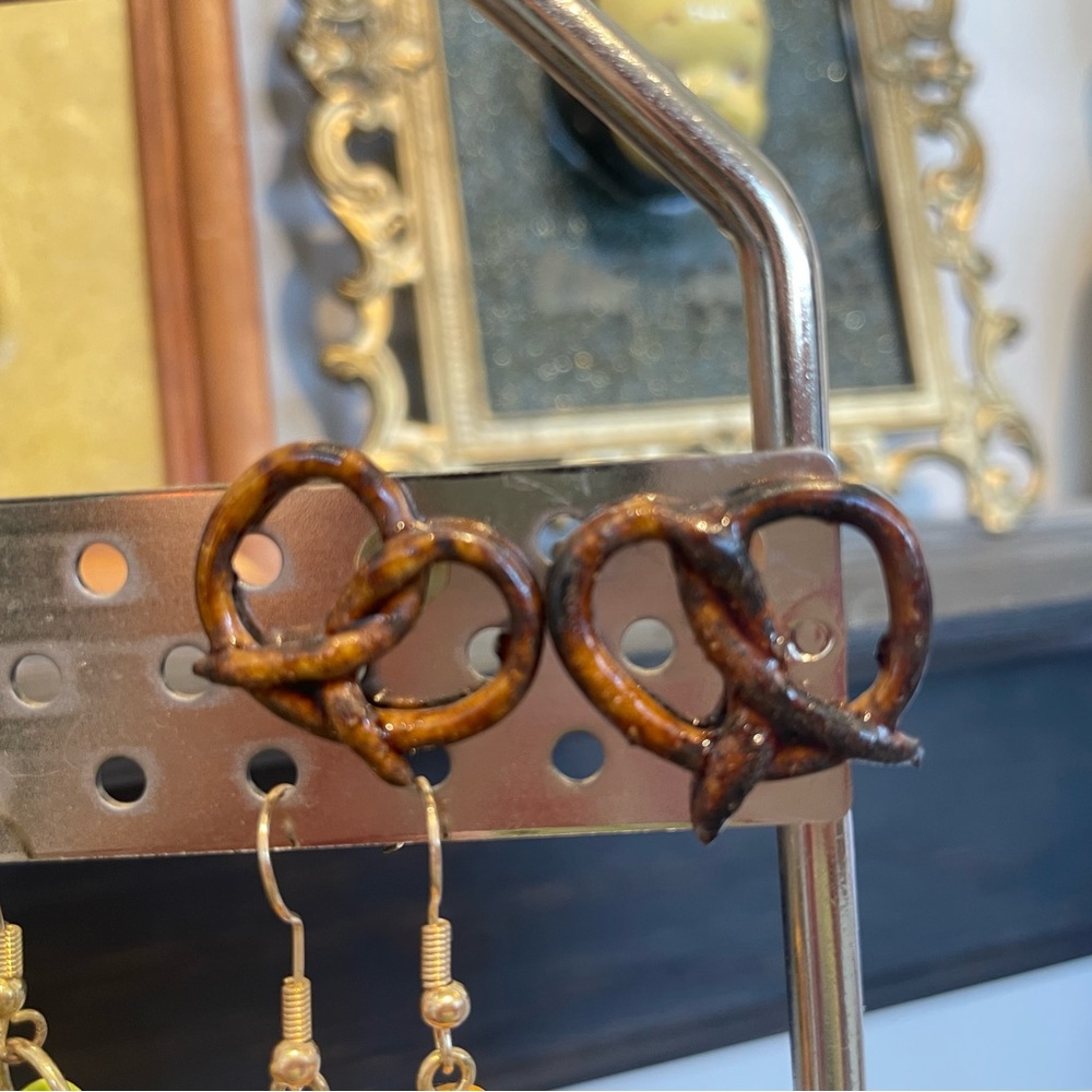 handmade ceramic Pretzel Shaped Earrings